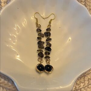 Elegant Gold and Black Dangle Earrings
